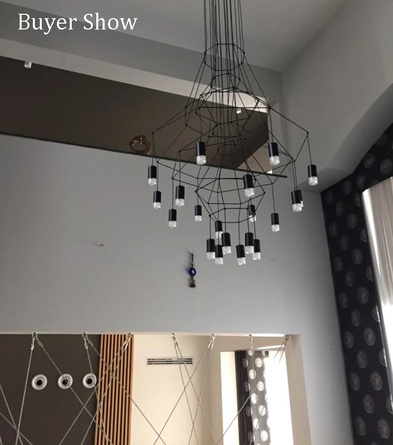 الحديثة ثريا كبيرة ضوء للدرج تصميم هندسي مصباح معلق طويل لردهة البهو المدخل معلقة تركيب المصابيح