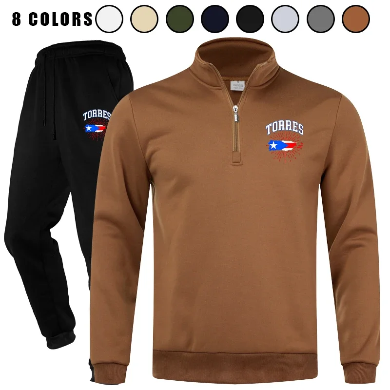 

Men's 2 Piece Quarter Zip Polo Athletic Jogging Casual Running Tracksuit Sport Sweatsuit Sets
