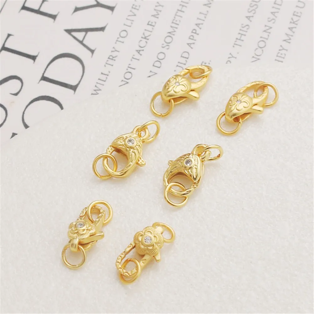 

18K Gold Inlaid Zircon Spring Buckle, Lobster Buckle, Spring Connecting Buckle, DIY Bracelet, Necklace Button Head, 5*12m