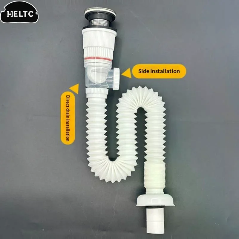 1Pcs Kitchen Sink Drain Retractable Deodorizing Filter Flip Top Anti-Odor Drain Pipe Flexible Downspout Bathroom Anti Clogging