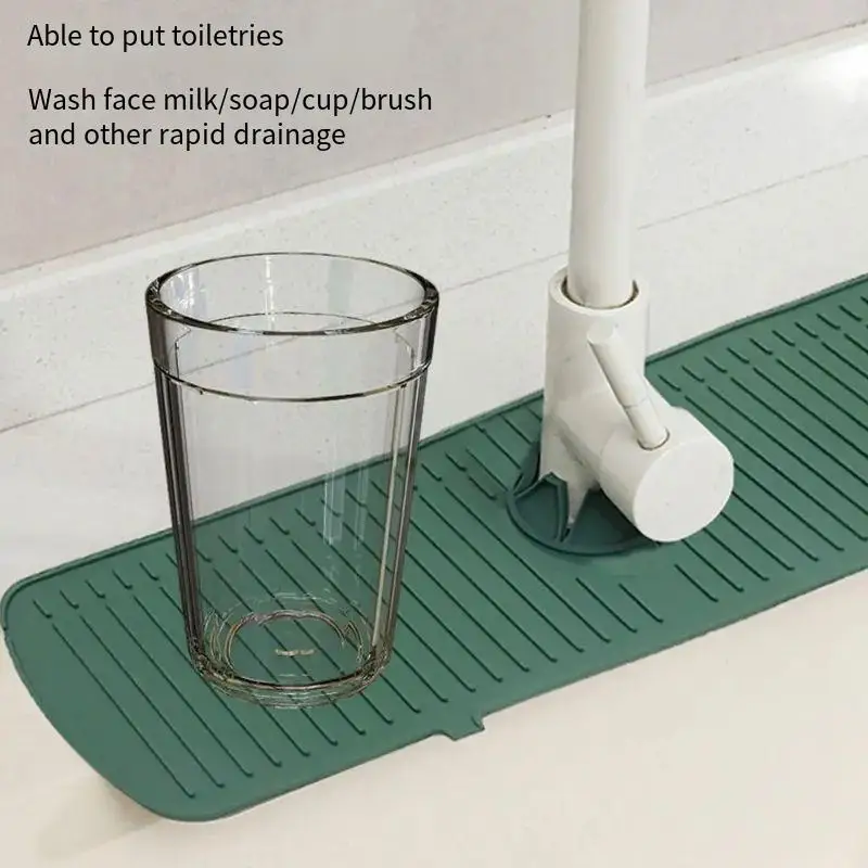 Faucet Water Toiletries Organizer Accessories Silicone Tap Mat Kitchen Sink Spill-Proof Drying Pads for Home Kitc