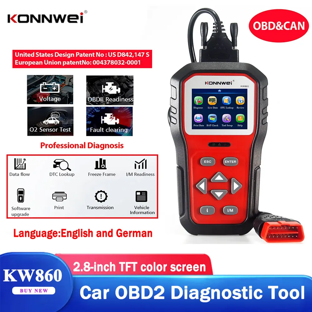 

Full OBD2 Scanner Car Diagnostic Tool KW860 Anto Scanner Code Reader Check Engine Light Tools For All Cars After 1996