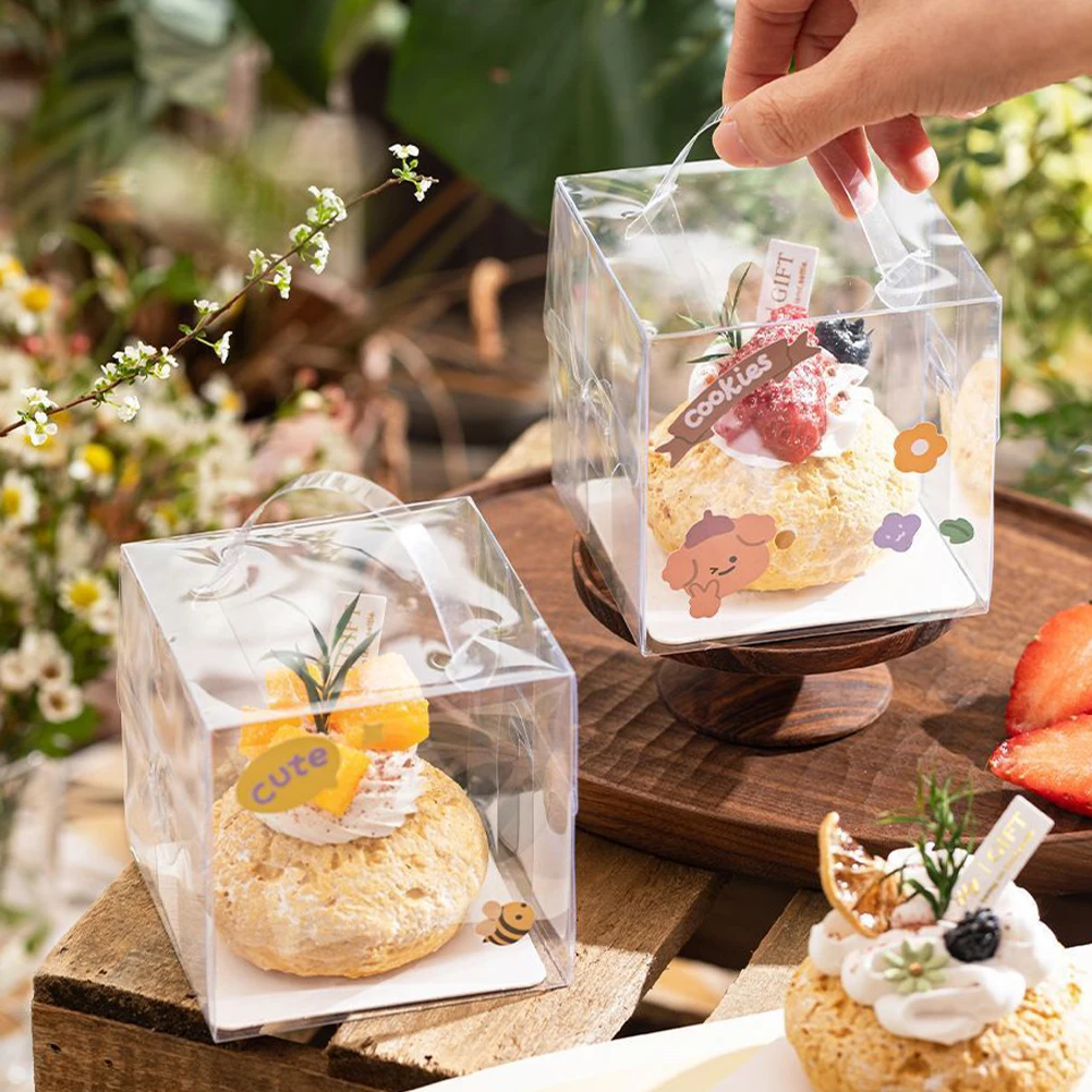 

10pcs Cake Box Transparent Bakery Containers Dessert Packaging for Cupcakes Birthday Wedding Portable Storage Clear Cake Holder