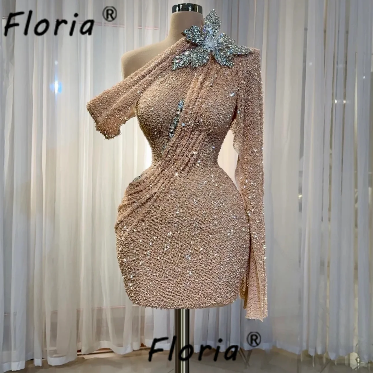 3 Styles Beads Evening Cocktail Dress 2025 Sexy Blue One Shoulder Short Prom Dress Graduation robes Customzied cocktail soirée
