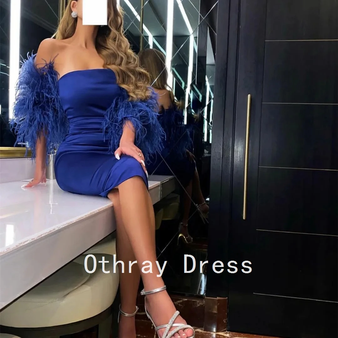 Elegancka sukienka na studniówkę z krótkimi rękawami z piór, satynowa, plisowana, na wieczorne przyjęcie, długość midi, z odkrytymi plecami, satynowa فساتين