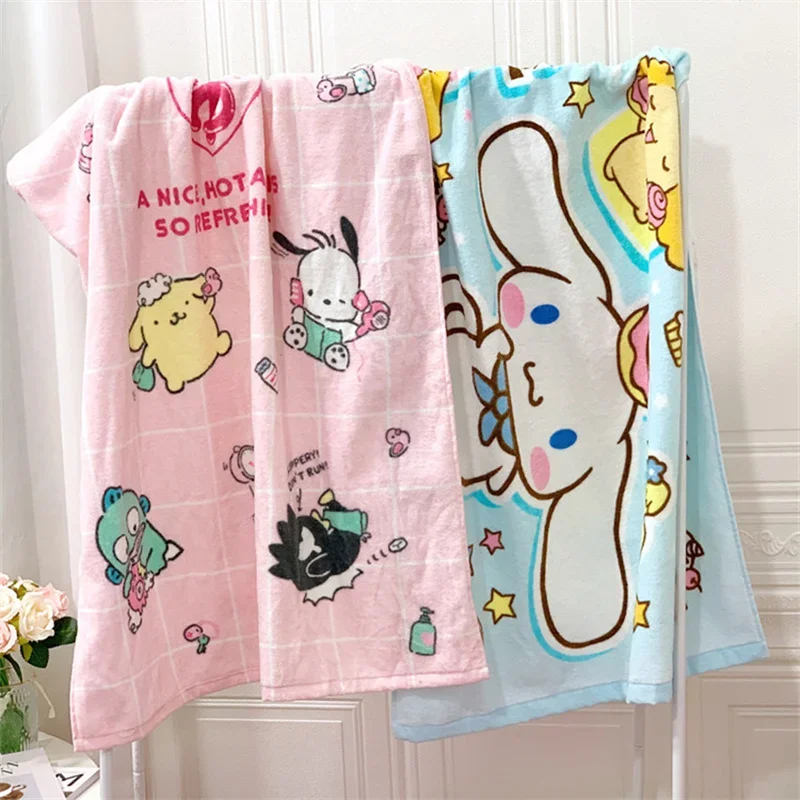 Sanrio Kawaii Hello Kitty Girls Beach Towel Pochacco Cartoon Bathroom Household Wash Face Thickened Absorbent Small Bath Towels