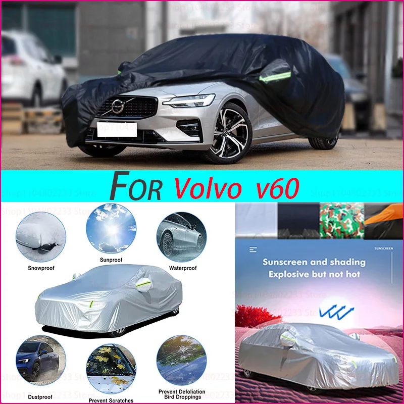 

Black Heavy Duty Car Cover Waterproof All Weather, Full Exterior Cover Outdoor Snow Sun Uv Protection for Volvo V60