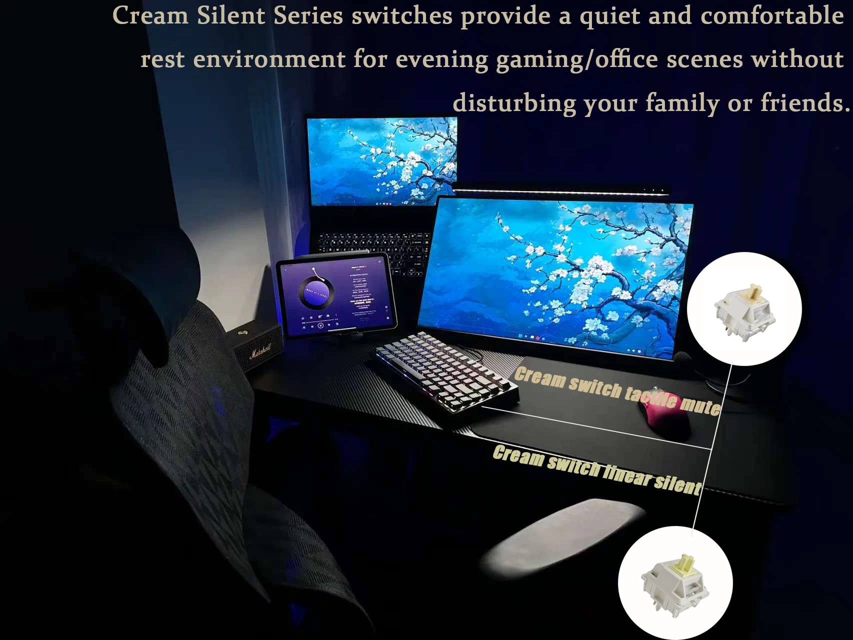 

GATERON Cream Switch Customized Silent Paragraph/Linear Silent Switch Mechanical Keyboard 5pin Switches