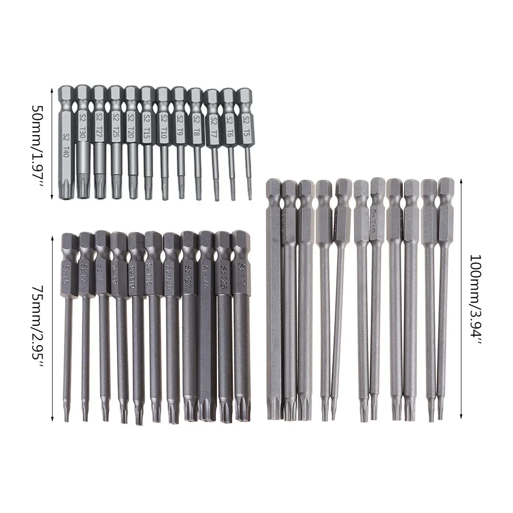 11/12 Pcs Tamper Proof Security Drill Bit Set Torx Screwdriver 1/4\