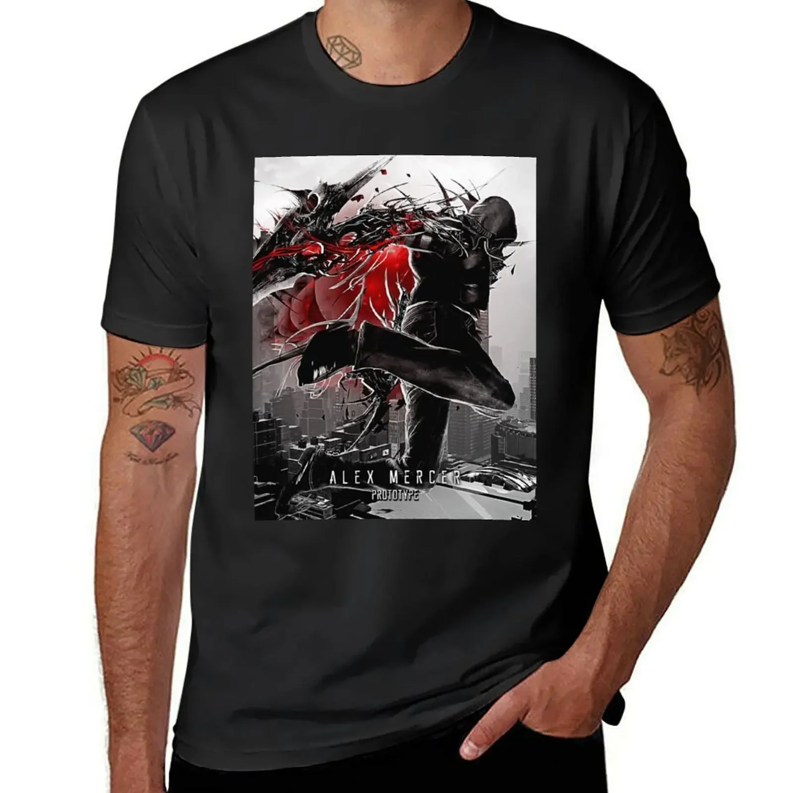 Alex Mercer Prototype T-Shirt Luxury man summer tops vintage anime shirt mens graphic t-shirts hip hop