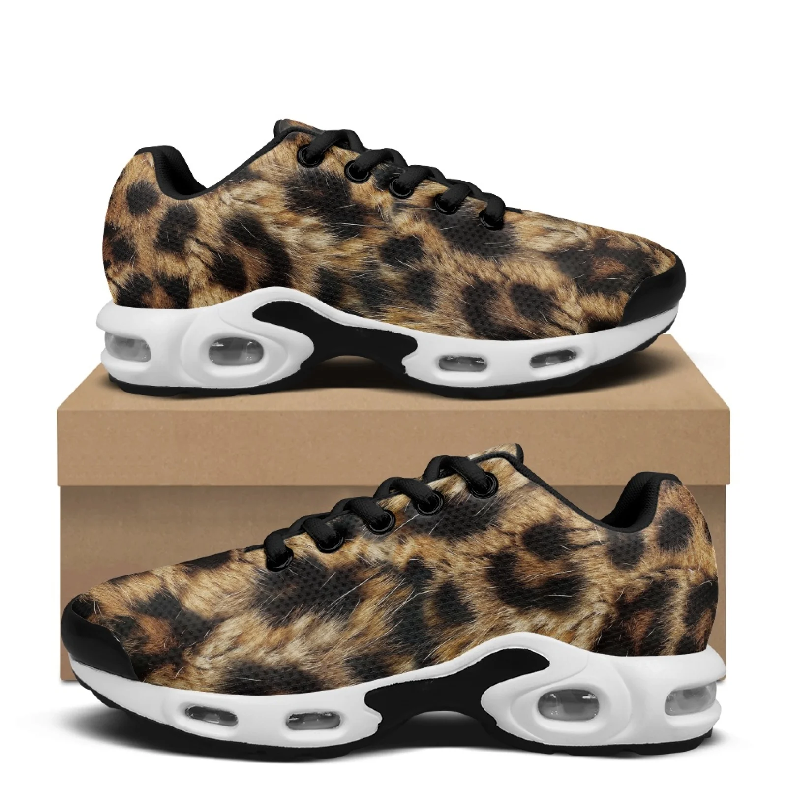 Air Cushion Jogger Shoes Men - PENSTROLL レオパード柄アスレチックファッションシューズ ニットメッシュジョガーアスレチックスニーカー エアクッションテニススニーカー（仕事用）