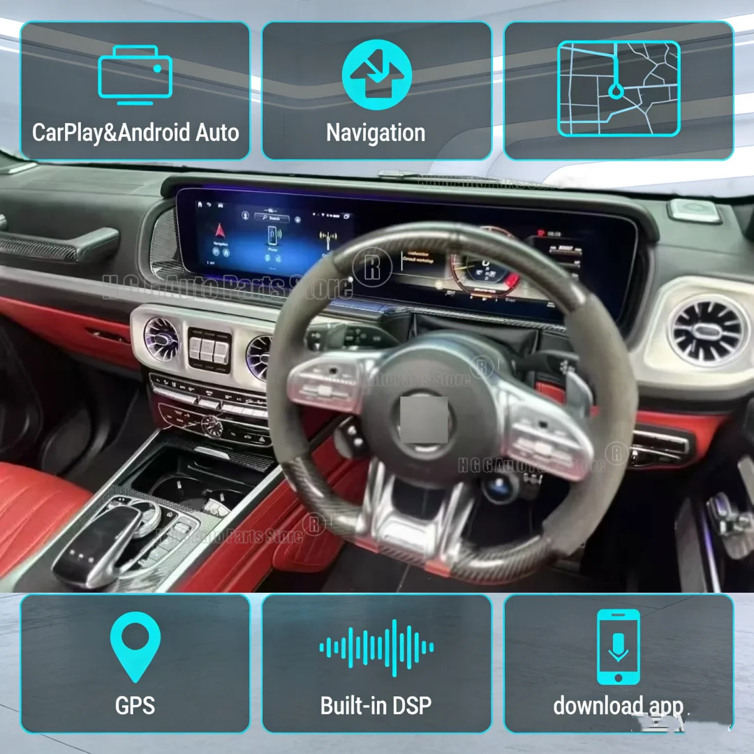 

GPS-навигатор Android для Mercedes-Benz G-класса W463 2018-2025: Автомагнитола с двумя экранами 24,6 дюйма, мультимедийный проигрыватель, DSP, Carplay