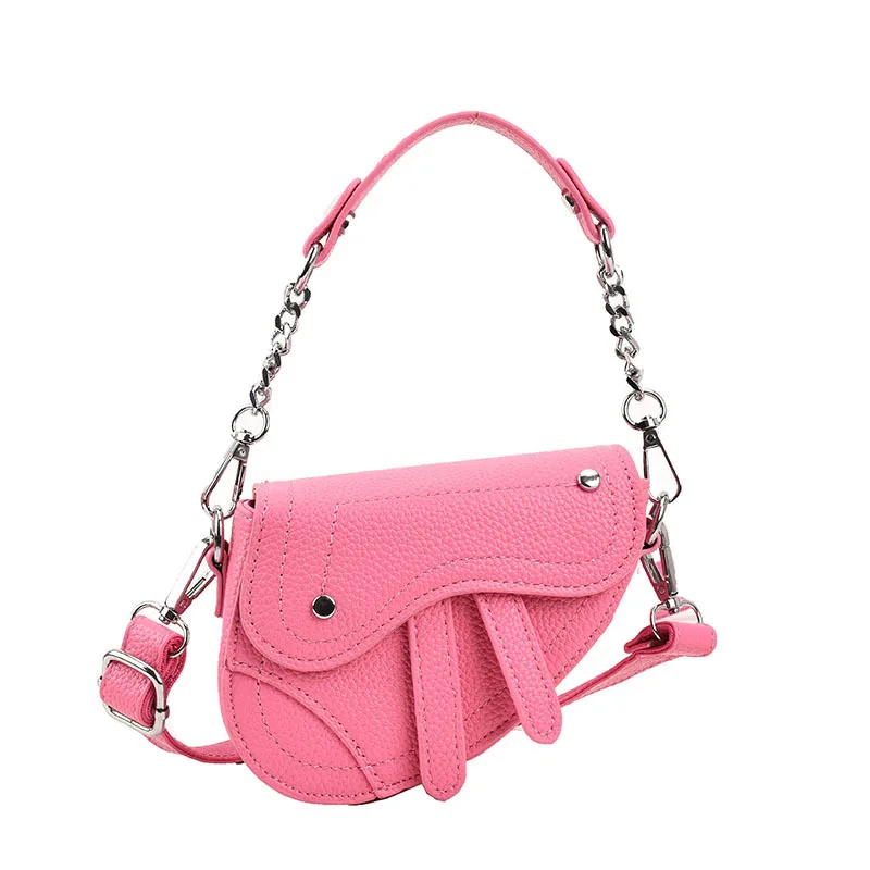 Bolso Retro de PU para niños, minibolsa de sillín a juego, bandolera de transporte para niña familiar, bolso de un solo hombro para mujer, monedero para labios, KBG072