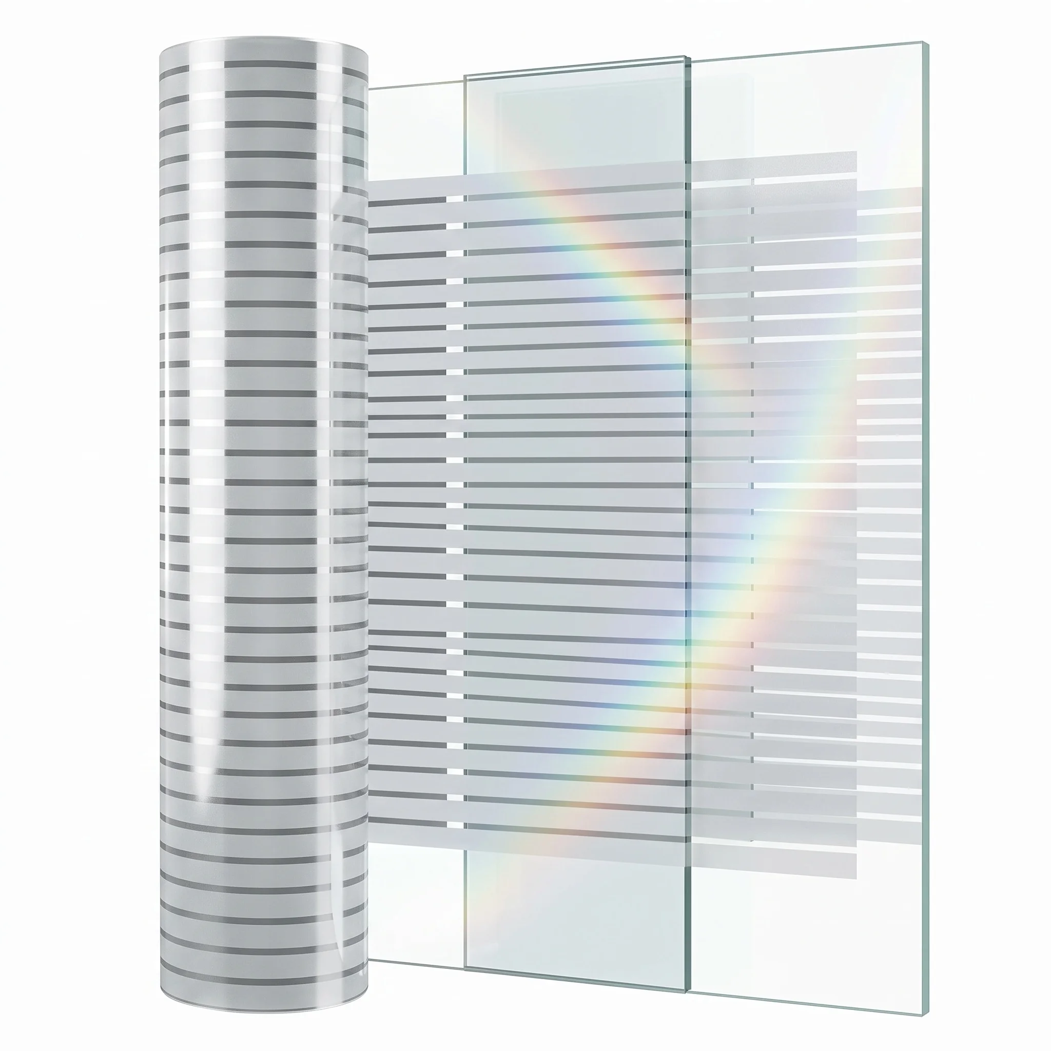 Modern Horizontal Stripe Self‑Adhesive Window Film, Privacy Protection Removable Glass Sticker for Bedroom Living Room Office