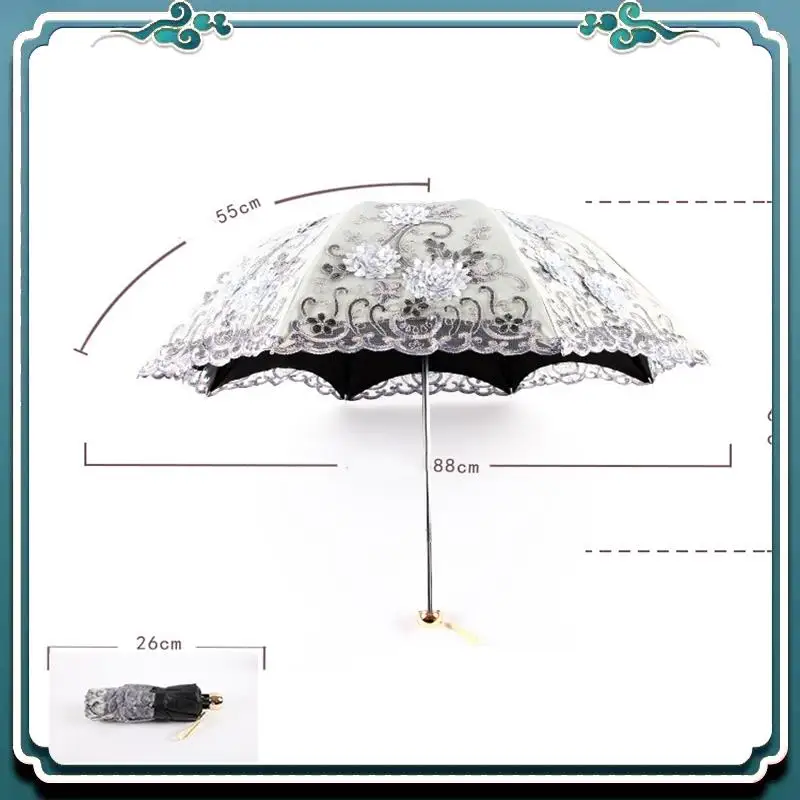 

Reliable Lace UV Sun Parasol Folding 3D Flower Embroidery Umbrella Outdoor Parasol Summer Wedding Flower Umbrella