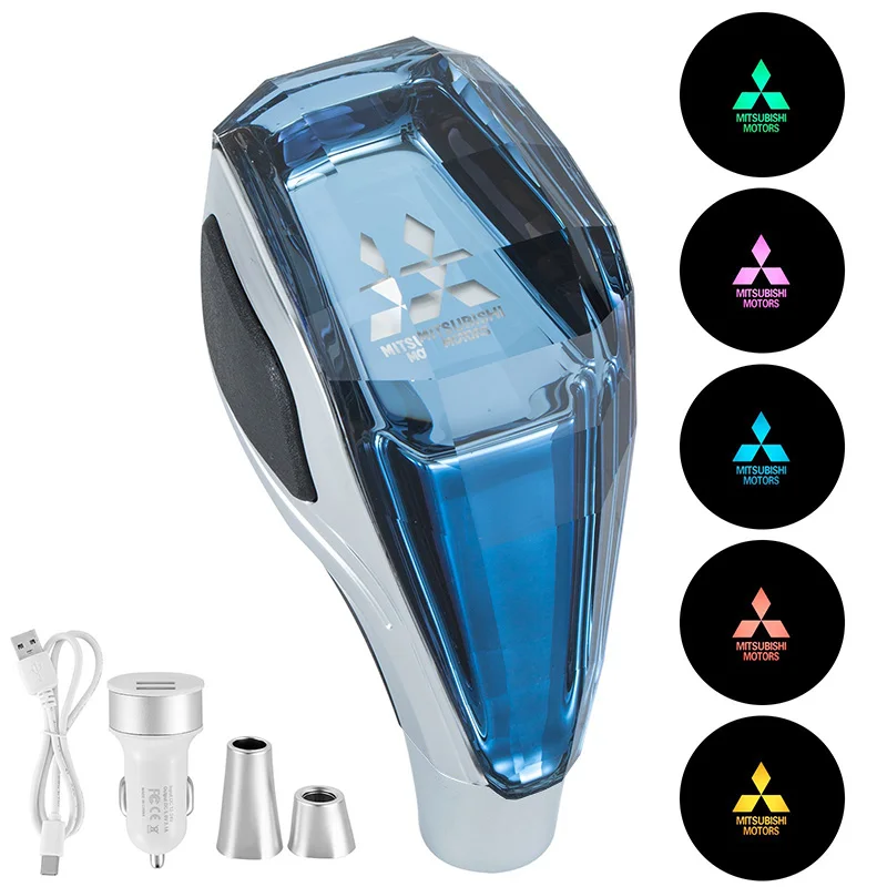 LED Car Logo Gear Shift Head Crystal Illuminated Gear Head for Mitsubishi ECLIPSE CROSS Logo Lancer Cordia Pajero Outlander