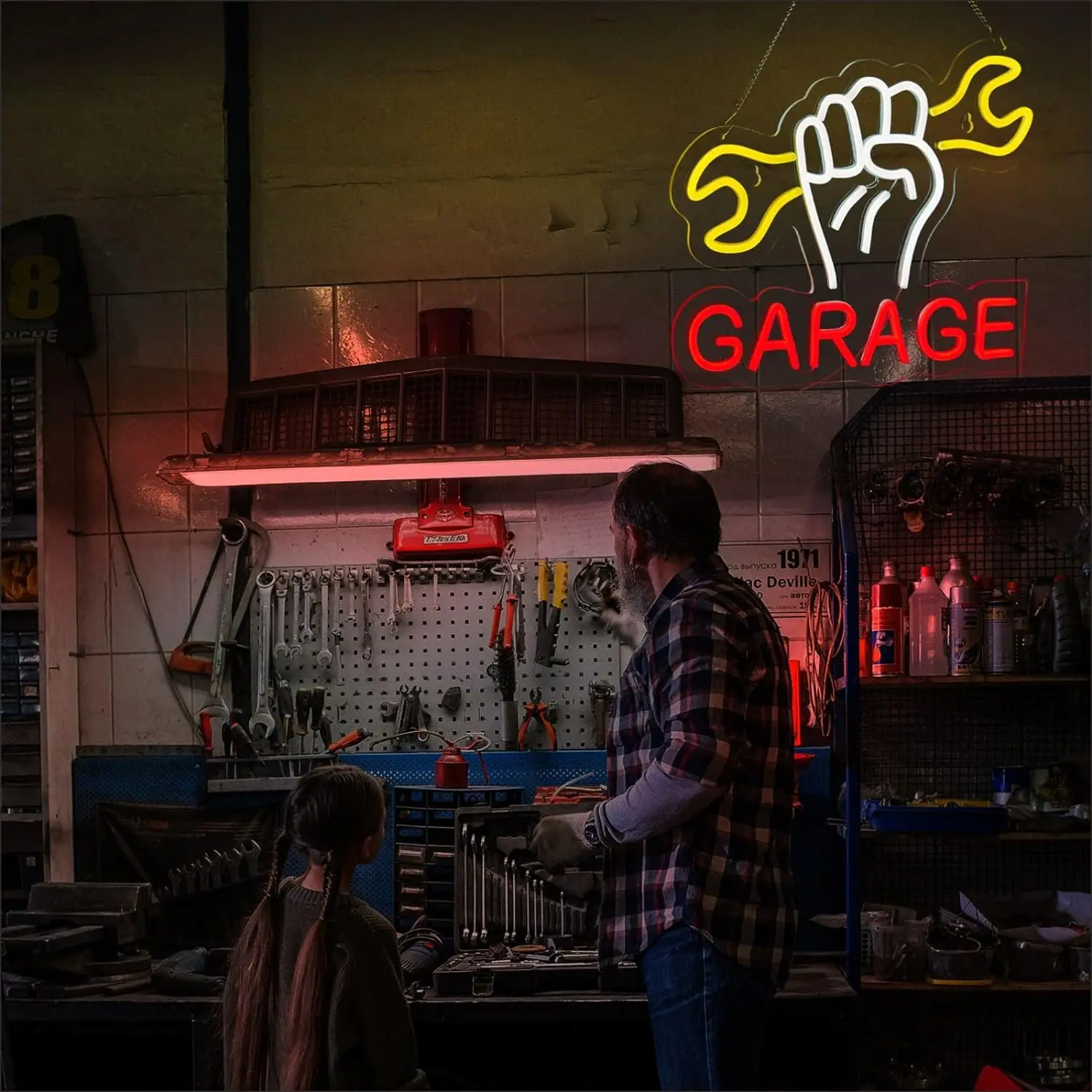 Garage Neon Signs LED Neon Light Sign Light Up Neon Signs Wall Decor Garage Door Auto Repair Shop Man Cave and Shop Decoration ﻿