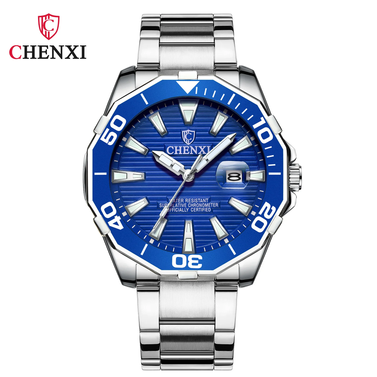 CHENXI-Reloj de pulsera de cuarzo para Hombre, cronógrafo con correa de acero inoxidable, resistente al agua, creativo, regalo, 8205