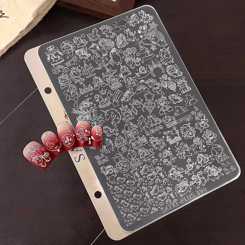 2026 Year Of The Horse Nail Stamping Plates Cute New Year's Horse Pattern Stencil Nail Art Stamps Template Nail Tools