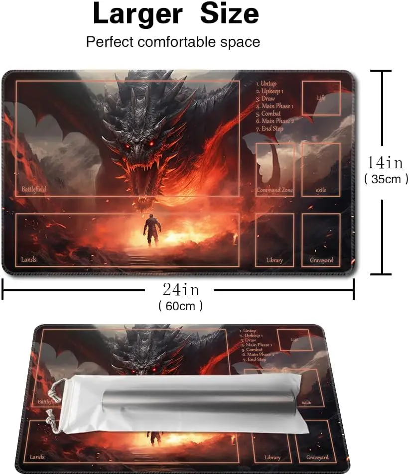 Board Game MTG Playmat Game Pad Size 60X35 CM Play Mats  Compatible for TCG CCG - Dragon Roar