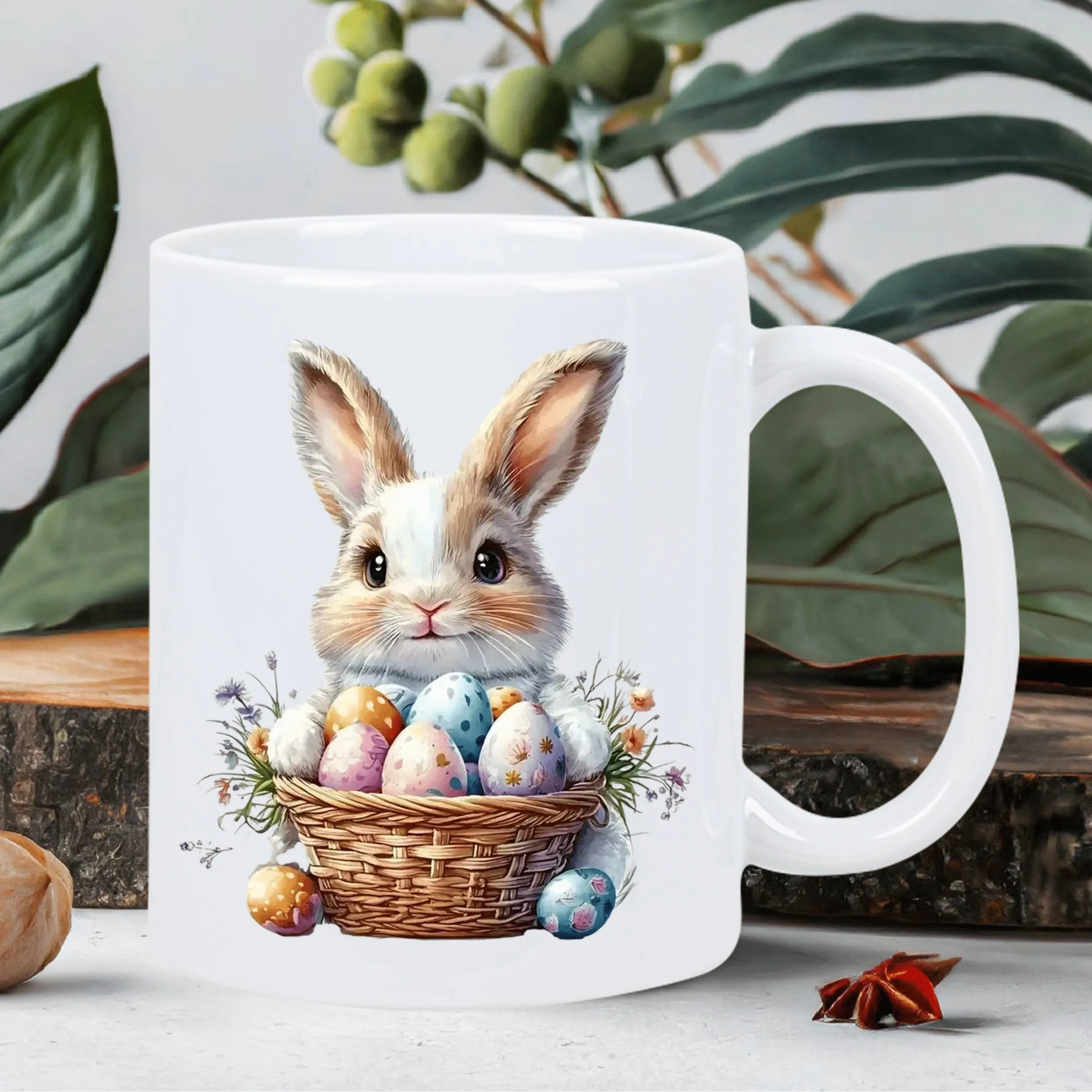 Cute Easter Bunny Ceramic Mug - Adorable Rabbit with Eggs, Perfect Gift for Coffee and Tea Lovers, Unique Novelty Present