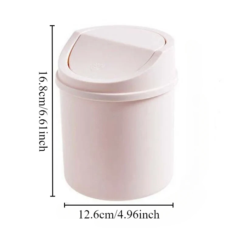 Mini Waste Bin Trash Can Desktop Garbage Basket Table Roll Swing Lid Small Scissors Pencil Household Office Storage Accessories