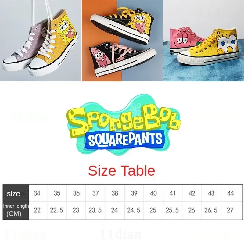 SpongeBob Patrick Star Canvas Sneakers Women Men Anime Skateboarding Shoes Fashion Boys Girls Hip Hop Platform High Top Shoes