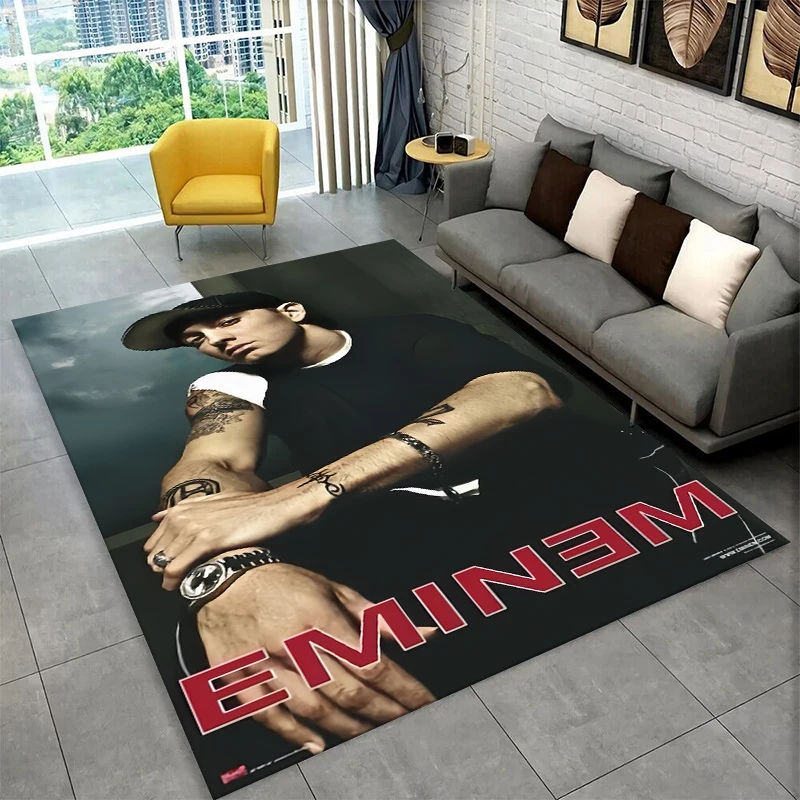 Rapper Eminem Tupac 2pac Hip-Hop Rap God Teppich für Spielzimmer Schlafzimmer Wohnzimmer Sofa Heim-Dekoration, Kinder-Teppich Rutschfest