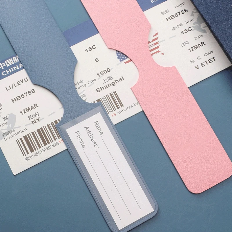 

1PC PU Leather Luggage Tag Long Style Baggage Suitcase Name ID Addres Holder Boarding Tags Portable Label Travel Accessories