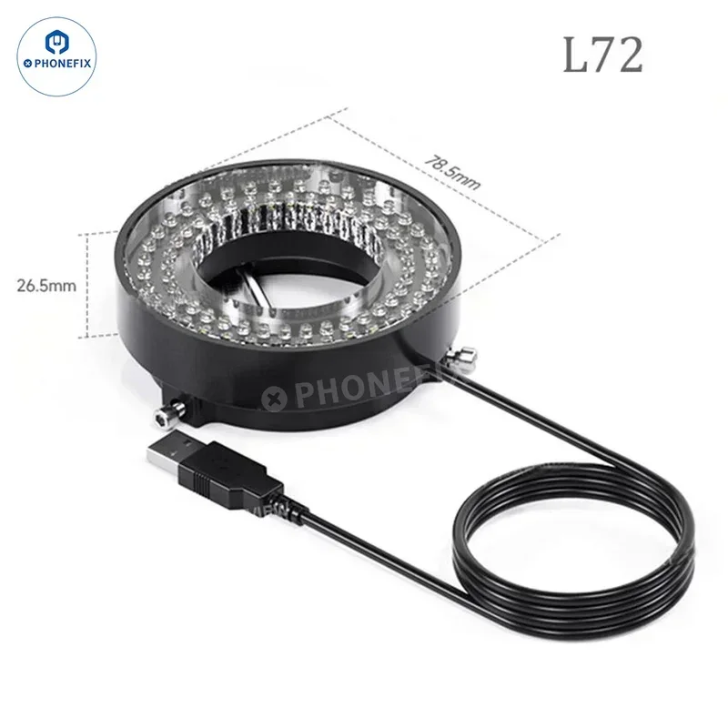 Imagem -06 - Mecânico Led Stereo Microscópio Luz Anel Brilho Ajustável Usb Iluminador para Reparo de Solda Pcb 64 72 144