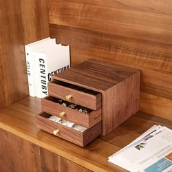 Walnut Wood Household Desktop Storage Drawer Multi-functional High-grade Jewelry Box Retro Girl Container for Cosmetics