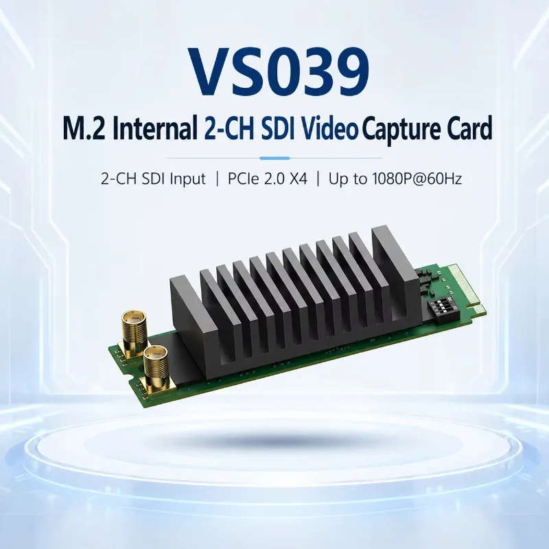 M.2 M-Key PCIe2.0 X4 2CH SDI Capture Card 1080P60 YUY2 Single/Dual/Triple Mode Internal Industrial Video Capture Card