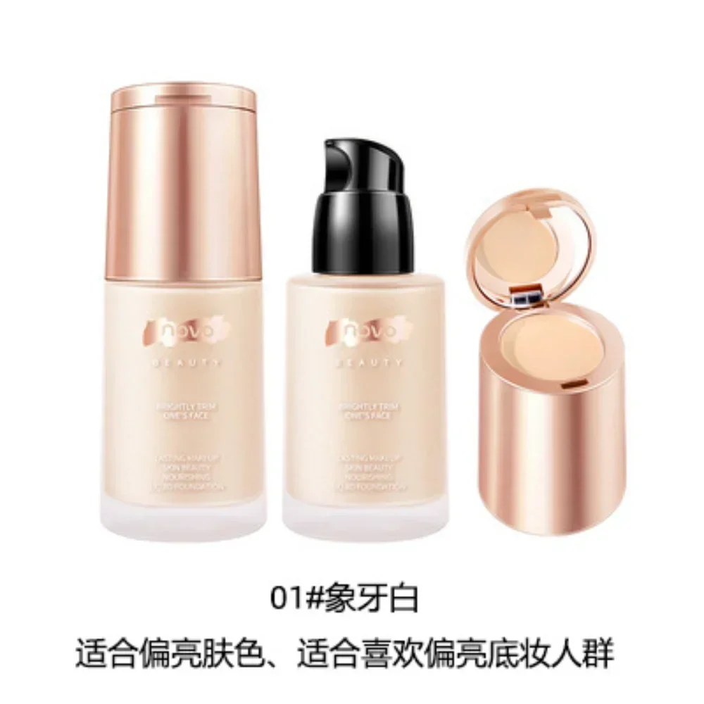 NOVO Makeup Foundation 30ml Soft Matte Long-Lasting Oil-Control Concealer Liquid Foundation Cream Easy To Wear Makeup Cosmetics