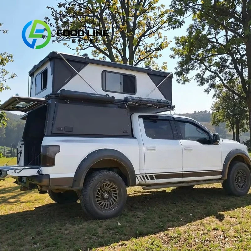 Customized 4X4 Truck Pop Up Camper Reinforced Aluminum Frame Fits Multiple Pickup Models, Privacy Curtain For Private Rest Space