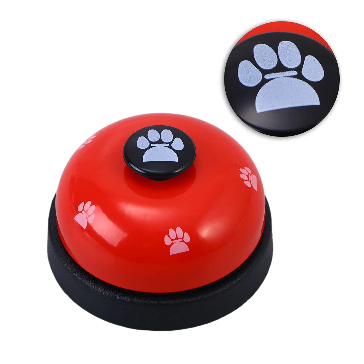 

Dog Training Bells Flat Wide Button Loud Sound Red Black Footprint Pattern Pet Communication Device Puppy Training Plastic