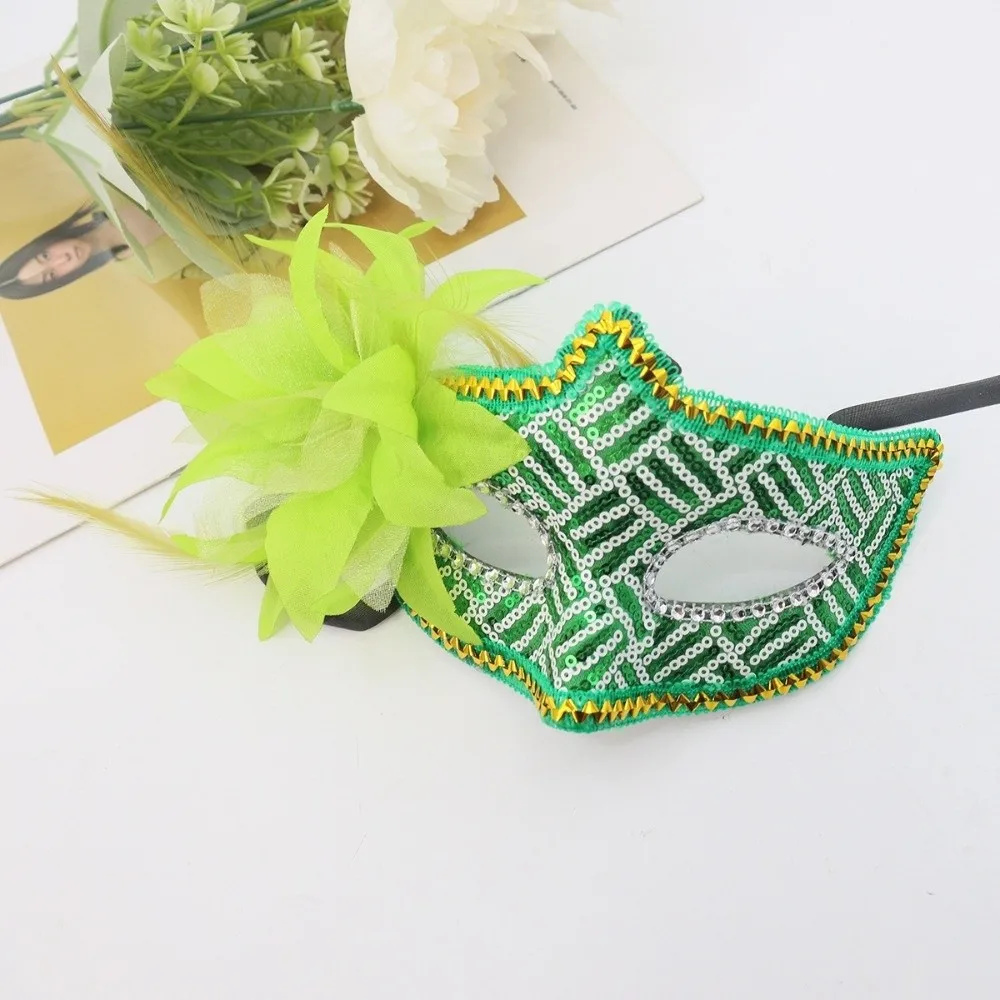 Accessoires pour le visage, masque de fête d'halloween à paillettes, masque à fleurs en plastique, Costume de fête, accessoire de Cosplay, masque de mascarade pour fille