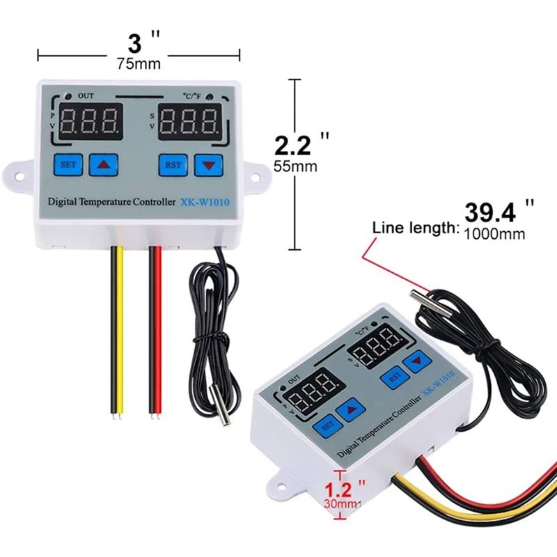 Digital LED Thermostat Digital Temperature Controller C/F For Incubator LED Relay 10A Heater XK-W1010