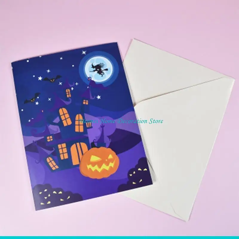 H7BF POP-UP HALLOWEEN CARCE Funny Pumpkin BAT بطاقة بريدية مع هدية يوم الأقداس المظروف