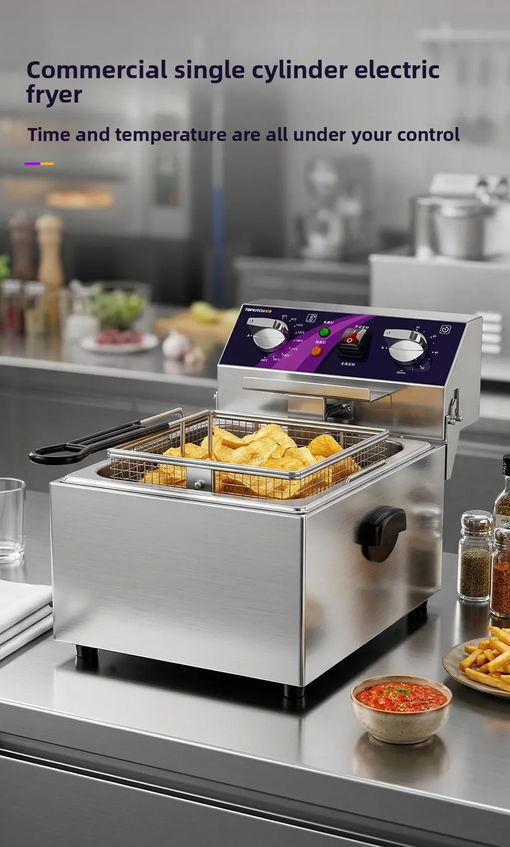 YJQ Commercial Electric Fryer Single Cylinder Fryer Commercial Multifunctional Frying Machine