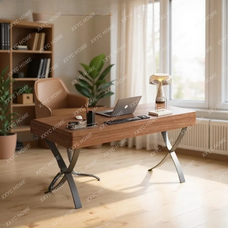 

Минималистичный стол из массива дерева для дома, современный минималистичный письменный стол цвета орех, легкий люкс, высококачественный компьютерный стол
