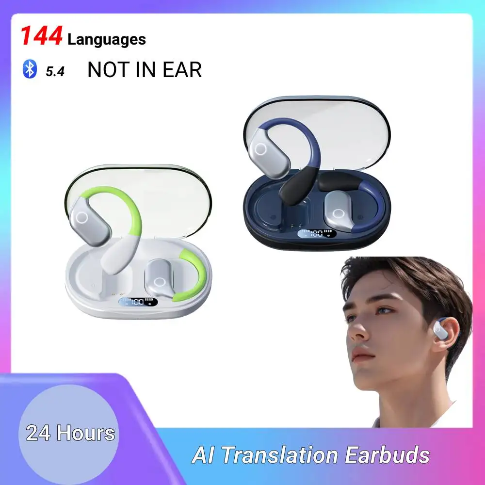 Wireless BT Translation Earbuds Smart AI Real-time Translators Headphone 144 Languages HD Voice High Accuracy Translators Device