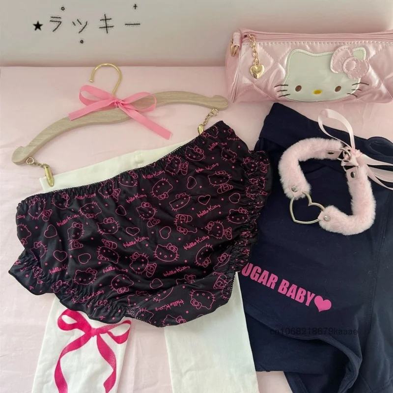 Sanrio Cute Hello Kitty Cartoon Y2k Sweet Girl Underpants Sexy Kawaii Fashion Breathable Triangle Japanese Style Harajuku Panty