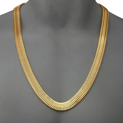 Trendy 75cm 15mm Hip Hop Mens Herringbone Necklaces IP Electroplated Chunky Boys NightClub Fishbone Jewelry