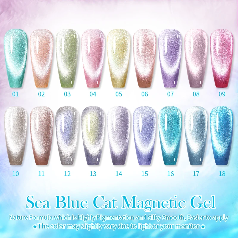 BORN PRETTY 10ml Cat Magnetic Gel Nail Polish Sea Blue Soak Off UV LED Gel  Gel Shining Glitter Nail Art Varnish Manicure