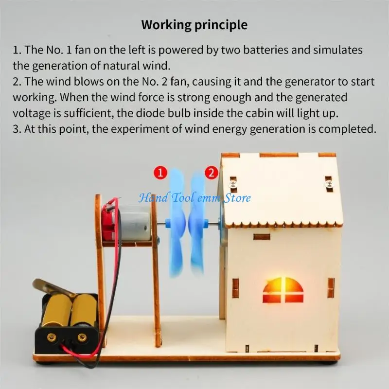 

H37F Student Handmade Wind Power Generator Set with LED Light for Physics Learning