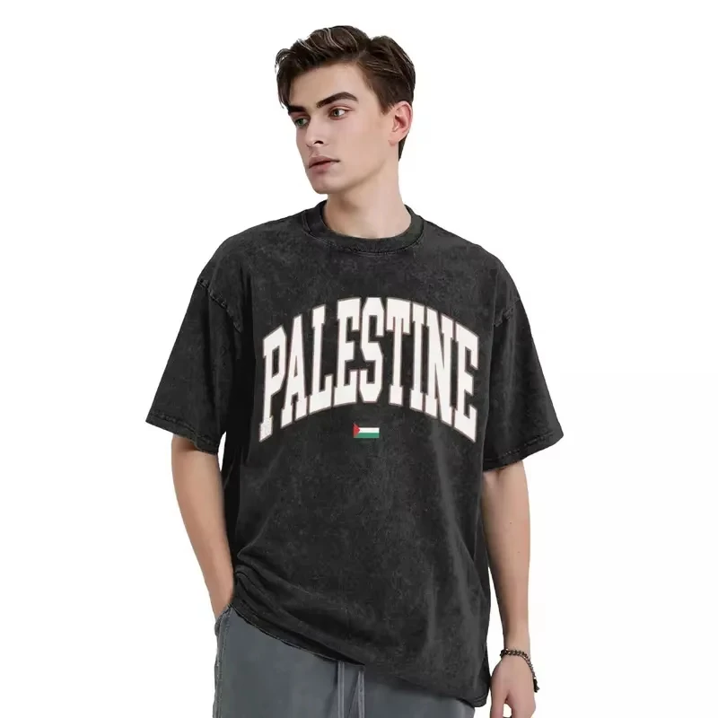 

Palestines T Shirt Hip Hop Washed Short Sleeve Harajuku T-shirt Fashion for Men Women Tops Streetwear Summer Tee Shirt