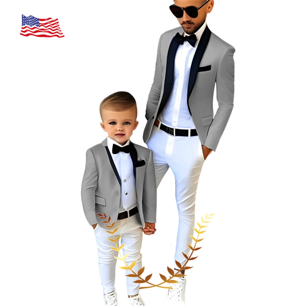 Kids Suits 2-16 Years Jacket Pants 2 Piece Set Wedding Tuxedo Formal Boys Clothes Slim Fit Blazer Stage Wear