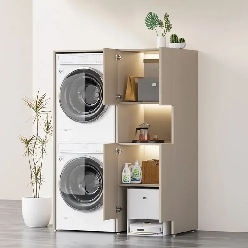 Small apartment washing machine dryer integrated cabinet honeycomb aluminum storage washing machine cover