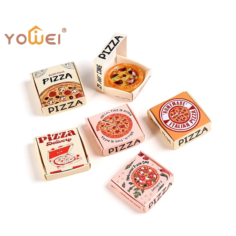Latest 6pcs Dollhouse Miniature Pizza Or Packing Box Model Kitchen Food Decor Toy Doll House Accessories