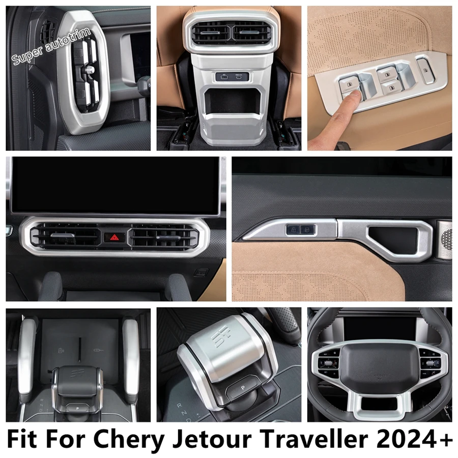 

Steering Wheel / AC Air Conditioning Outlet / Door Armrest Strip Cover Trim For Chery Jetour Traveller 2024 2025 ABS Accessories